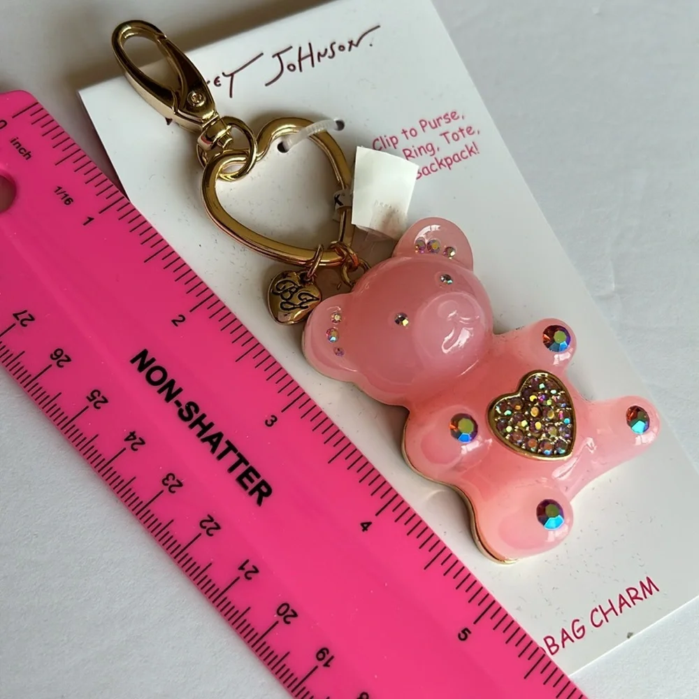 Betsey Johnson large pink gummy bear handbag charm key ring